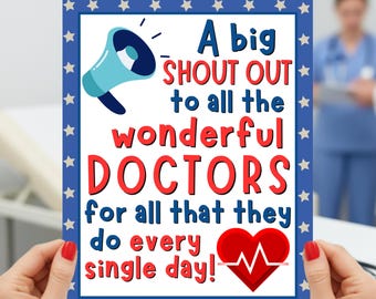 Un gran saludo a todos los maravillosos médicos, cartel del Día de Agradecimiento al Médico, impresión instantánea 8x10