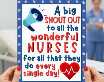 Un gran saludo a todas las maravillosas enfermeras, cartel de agradecimiento a las enfermeras, impresión instantánea 8x10