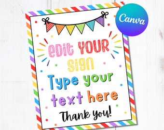 Letrero de arcoíris editable, letrero de la Semana de Agradecimiento, decoración de póster editable para profesores, escuela, letrero de la Asociación de Padres y Maestros (PTA/PTO), plantilla de Canva