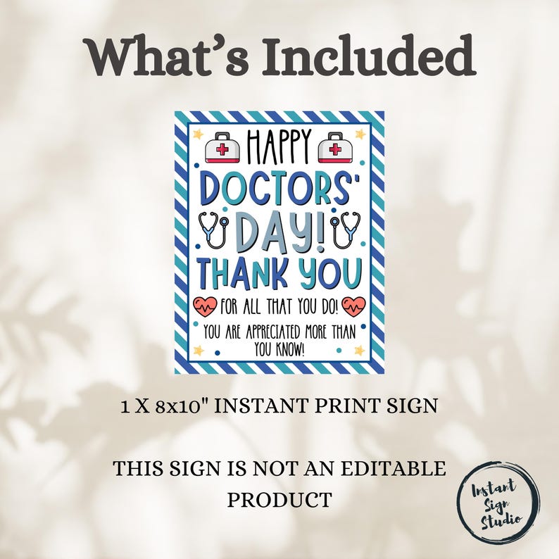 Printable Doctors' Day Appreciation Sign, Medical Office Appreciation ...