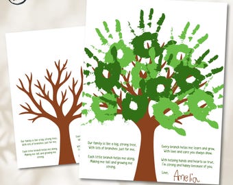 Printable Tree Handprint Keepsake Craft, Mother's Day Father's day Handprint Kids Activity, Digital Download