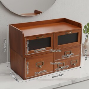 Vintage Desk Organizer Wooden Drawer Storage Solution Office Workspace ...