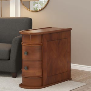 Narrow Bedside Table Wood Drawer Storage Nightstand Slim Design Modern Furniture Small Space Saving Solution Bedroom Decor Accent Piece Sofa