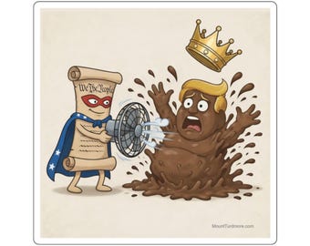 Fan Hits Poop. Square Stickers