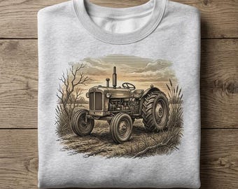 Vintage Shirt Tractor Tee Sweatshirt Hoodie Unisex Cottagecore Country Farmhouse Farmer Machine Graphic Crewneck Retro Landscape Agriculture