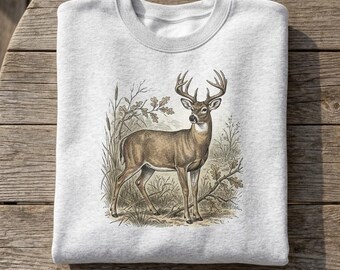 Vintage Shirt Whitetail Deer Sweatshirt Nature Art Unisex Tee Cottagecore Aesthetic Deer Hunting Hoodie Wildlife Enthusiast Countryside Gift