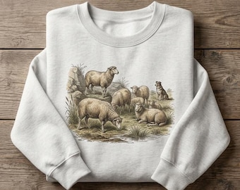 Vintage Shirt Border Collie Sheep Tee Sweatshirt Hoodie Unisex Cottagecore Pastoral Border Collie Dog Graphic Animal Lover Gift For Her
