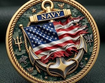 Navy Challenge Coin Patriotic Anchor Display Keepsake Gift for Sailor Veterans Day