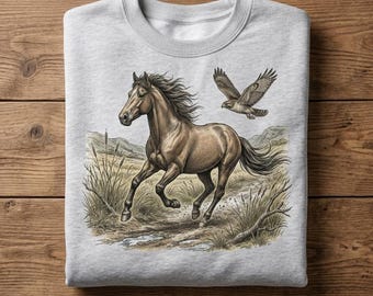 Vintage Shirt Carriage Horses Tee Sweatshirt Hoodie Unisex Cottagecore Western Equestrian Graphic Crewneck Rural Farm Retro Horse Lover Gift