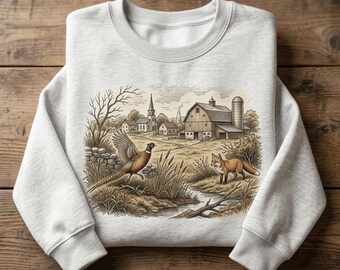 Vintage Shirt Sheep Cottage Tee Sweatshirt Hoodie Unisex Cottagecore Country Farmhouse Landscape Graphic Crewneck Nature Animal Lover Gift