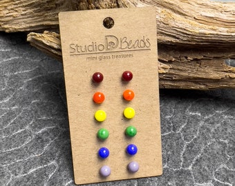 Flame Torched Glass Earrings - Handmade Lampwork Post Earrings - Colorful Studs for Sensitive Ears - Hypoallergenic Glass Stud Earrings