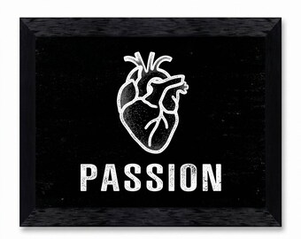 Abstract Heart Wall Art,Passion Typography Canvas,Modern Industrial Office Decor