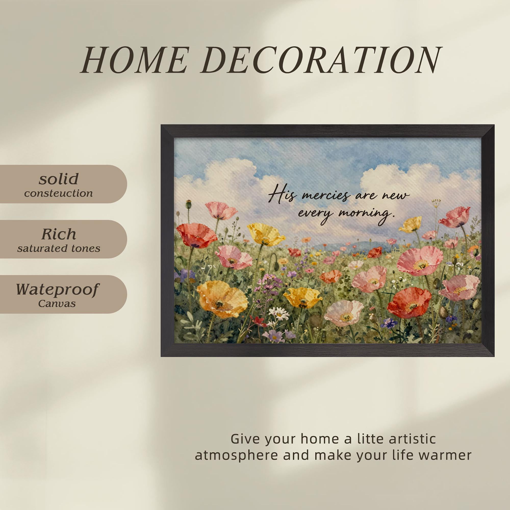 Christian Floral Canvas Wall Art, Wildflowers Wall Decor Pictures ...