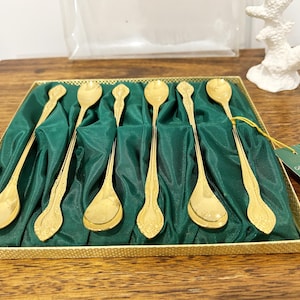 Vintage RODD 24ct Gold Plated Set of 6 Teaspoons in Original Presentation Box