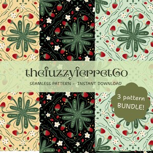 Carrelage Art Nouveau Grandmacore Seamless Pattern BUNDLE PNG dessiné à la main papier numérique Sublimation de tissu Surface Design