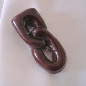 Chunky Art Deco Antique Brown Bakelite Dress Clip /  Unique Motif / Vintage Jewelry #322