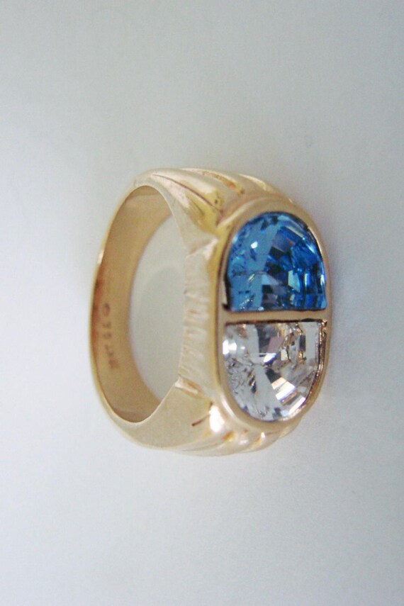 Vargas 18KT Gold Electroplate Men's Ring Designer Signed/ CZ