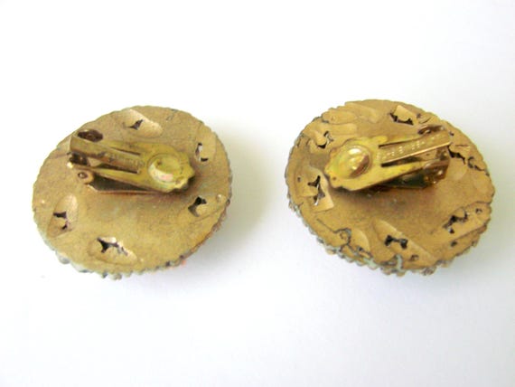 Rare Signed FEATHERWEIGHT Celluloid Cluster Earri… - image 5