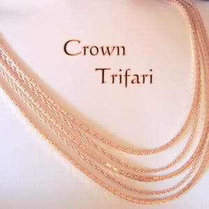 Vintage Crown Trifari Gold Tone Multi Chain Statement Runway Necklace Designer Signed Jewelry (A6)
