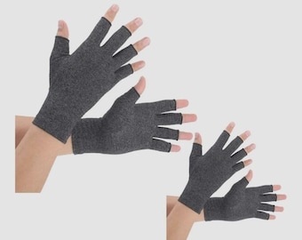 2 pares de guantes para artritis, guantes de compresión que brindan soporte y calor a las manos, talla M, color negro.