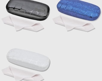 2 Pack Hard Case for Reading Glasses Compact PU Leather with Soft Lining