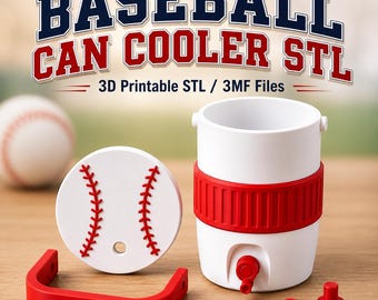 Baseball-Themed Can Cooler STL| 3D Printable Beverage Holder | Digital File