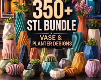 350+ STL Planter Bundle 3D Printable Flower Pots Home Decor Digital Download