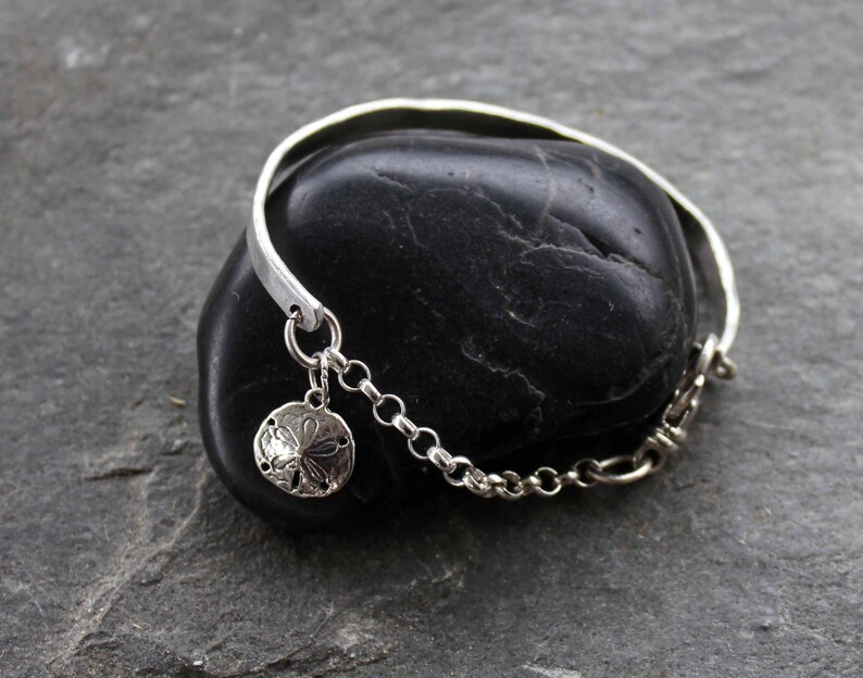 Sterling silver halfbangle charm bracelet with chain and Etsy