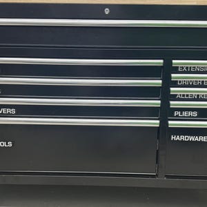 Rolling Workbench Cabinet Magnetic Labels | 10-Piece Set | PETG | Lifetime Guarantee | Handmade by US Veterans