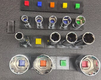 Modular Magnetic 1/4" Socket Holder | 10-Pack + Spacers | Color Coded | PETG | Lifetime Guarantee | Handmade by US Veterans