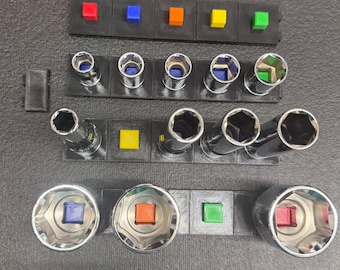 Modular Magnetic 3/8" Socket Holder | 10-Pack + Spacers | Color Coded | PETG | Lifetime Guarantee | Handmade by US Veterans