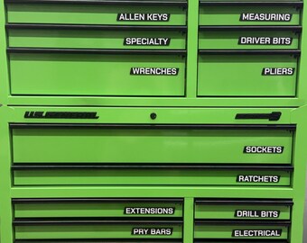 Tool Chest & Roller Cabinet Magnetic Labels | 18-Piece Complete Set | PETG | Lifetime Guarantee | Handmade by US Veterans