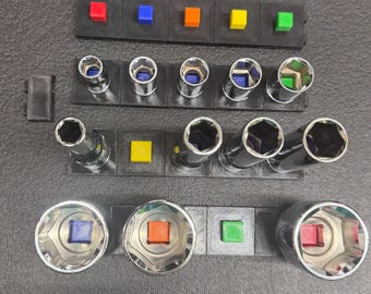 Modular Magnetic 1/2" Socket Holder | 10-Pack + Spacers | Color Coded | PETG | Lifetime Guarantee | Handmade by US Veterans