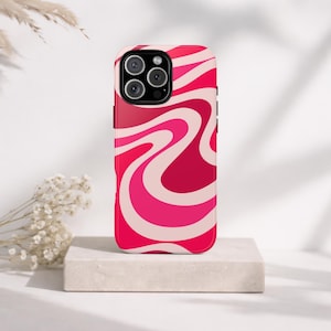 Rosa virvelmönster mobilskal Tåligt skyddande iPhone Samsung och Pixel-fodral