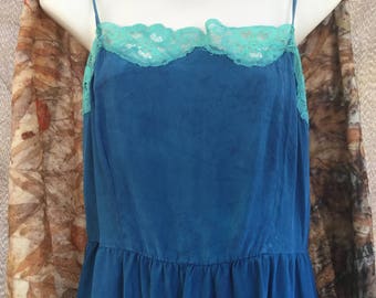 Camisole Top Pure Mulberry Indigo Dyed Tank Top Singlet Top Camisole Size S-L