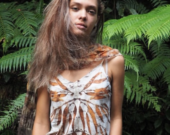 SOLD Medium Plant dyed Merino Wool Camisole Singlet Thermal dyed with Bush plants Size Medium Eco Dyed Natural Dye