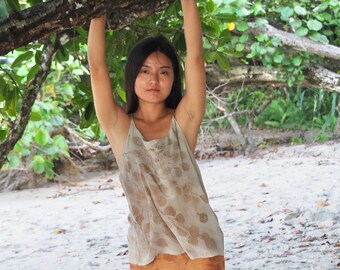 SOLD Medium Real Natural Silk Crepe Camisole Top dyed with Australian Native Plants Size 12 Aus Size