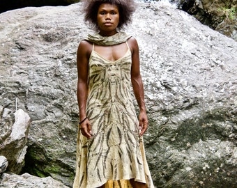 SOLD Custom Made For K Linen Dress Dyed with Australian Native Plants