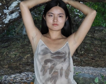 XSmall Real Silk Crepe Camisole Top dyed with Australian Native Plants Size XSmall