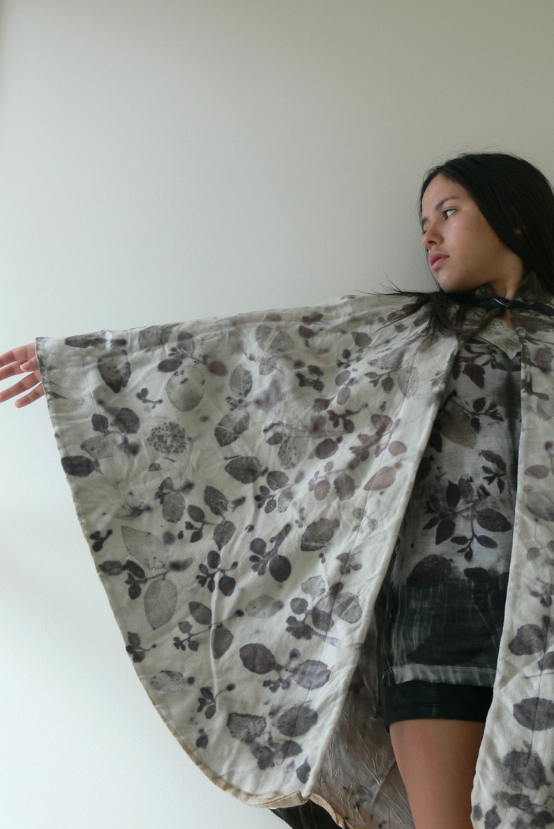 SALE Wool Cape Dyed with Plants, Lined, Unisex One Size image 6