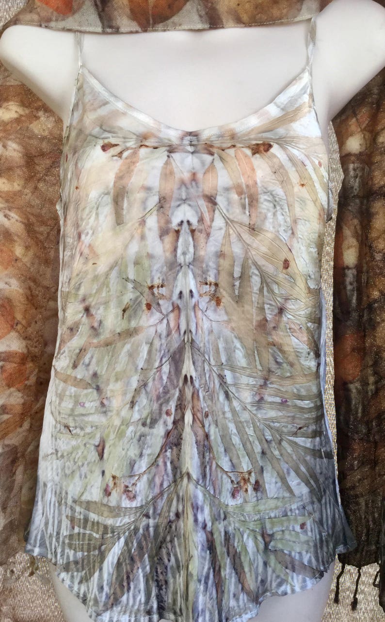 Camisole Top Pure Silk Tank Top Singlet Top Camisole dyed with Australian plants Size S