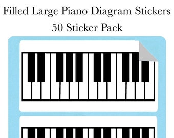 Filled Large Piano/Keyboard Diagram Stickers (50 Sticker Per Pack) AT CHECKOUT!