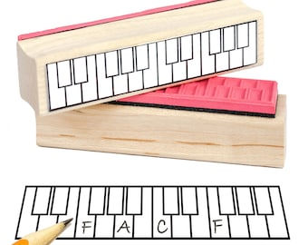 Two Octave Piano Fingering and Music Theory Rubber Stamp -    A great teacher and student aid. (Keyboard, Musician, Music, Woodwind)