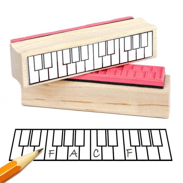 Two Octave Piano Fingering and Music Theory Rubber Stamp -    A great teacher and student aid. (Keyboard, Musician, Music, Woodwind)