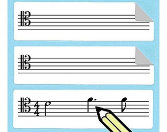 Tenor Clef Staff Stickers (75 Pack) Great for music teachers!