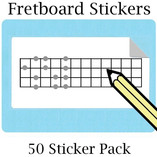 Large Ukulele/Bass Fretboard Stickers with 12 Frets (50 sticker per pack) Great for Bass Ukelele, Uke