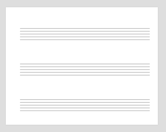 Large 3 Line Music Staff Paper Landscape: Download and Printable PDF Great for music teachers. Letter Size