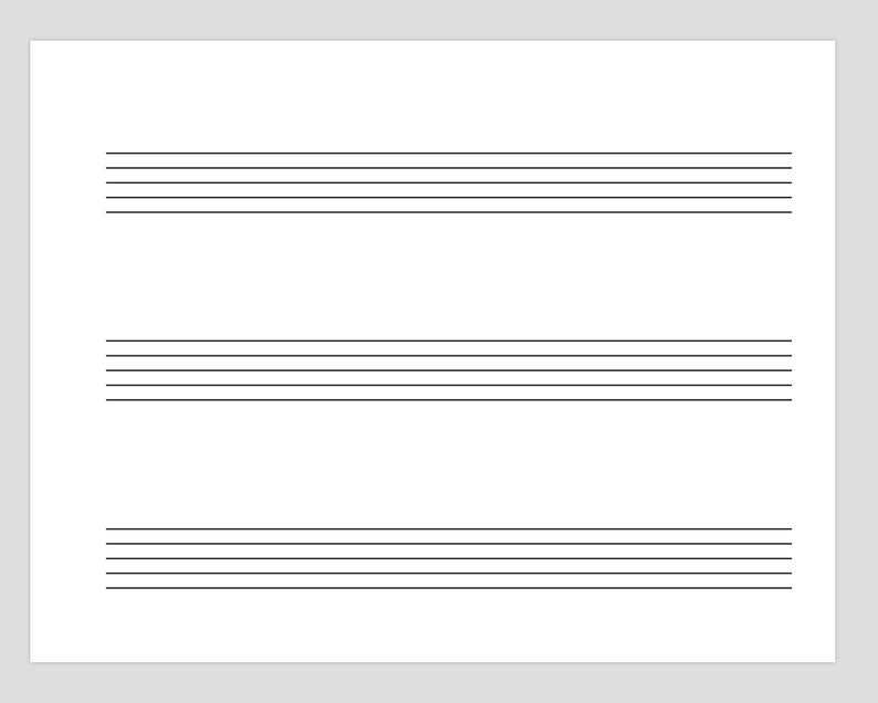 Large 3 Line Music Staff Paper Landscape: Download and Printable PDF