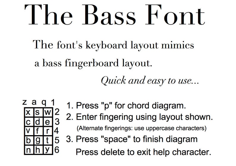 Bas Font Bass Chord Font - Notate Chord Diagrams on a PC or Mac. (free Shipping ...