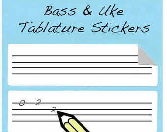 Bass & Ukulele 4 String Tablature Stickers - Free Shipping! 75 Stickers (Uke)